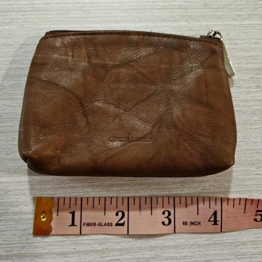 MUNDI Brown Genuine LEATHER Coin Purse With Key Ring 4
